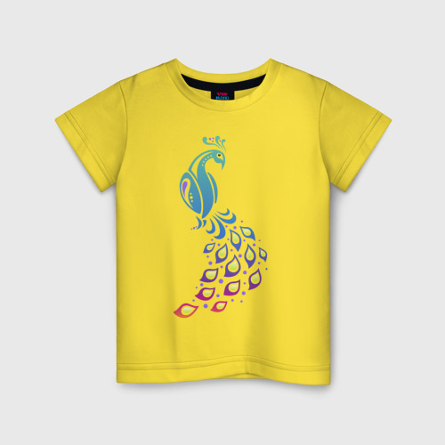 Детская футболка хлопок Яркий павлин, цвет желтый
