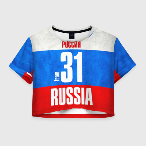 Женская футболка Crop-top 3D Russia (from 31), цвет 3D печать
