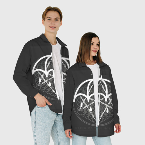 Женская рубашка oversize 3D Bring Me The Horizon, цвет белый - фото 6