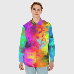 Мужская рубашка oversize 3D Красочное безумие - фото 2