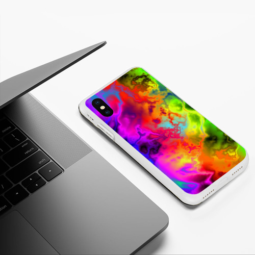 Чехол для iPhone XS Max матовый Красочное безумие, цвет белый - фото 5