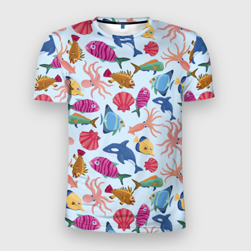 Мужская футболка 3D Slim Морские обитатели, цвет 3D печать