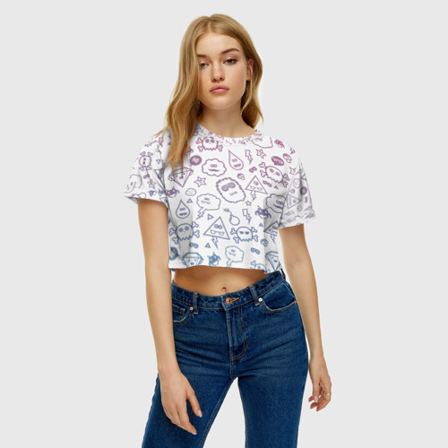 Женская футболка Crop-top 3D Монстрики, цвет 3D печать - фото 3