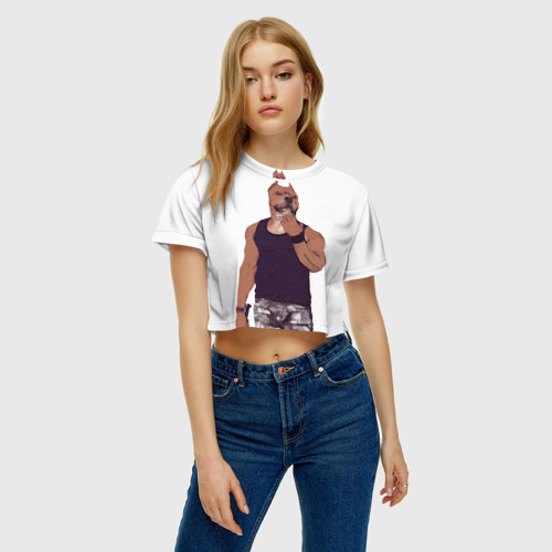 Женская футболка Crop-top 3D Hustlerdog, цвет 3D печать - фото 3