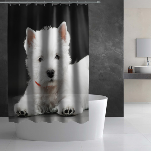 Штора 3D для ванной Вест-хайленд-уайт-терьер - фото 2
