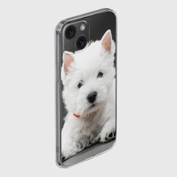 Чехол для iPhone 15 силиконовый с защитой камеры Вест-хайленд-уайт-терьер щенок - фото 2
