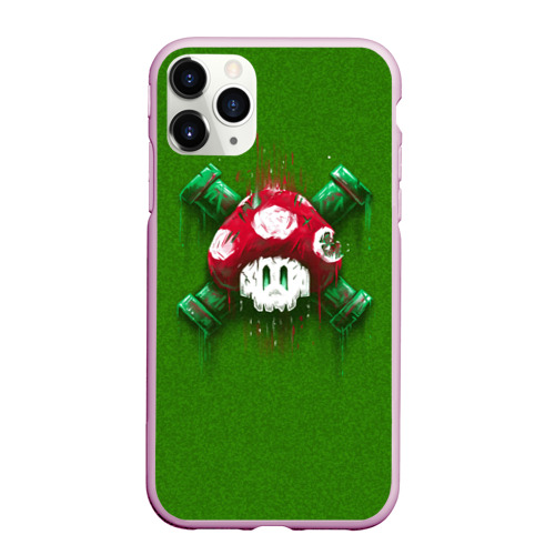 Чехол для iPhone 11 Pro Max матовый Mario Mushroom, цвет розовый