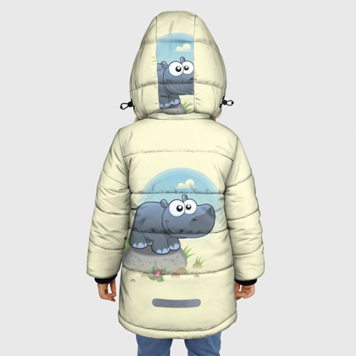 Зимняя куртка для девочек 3D Бегемотик, цвет светло-серый - фото 4