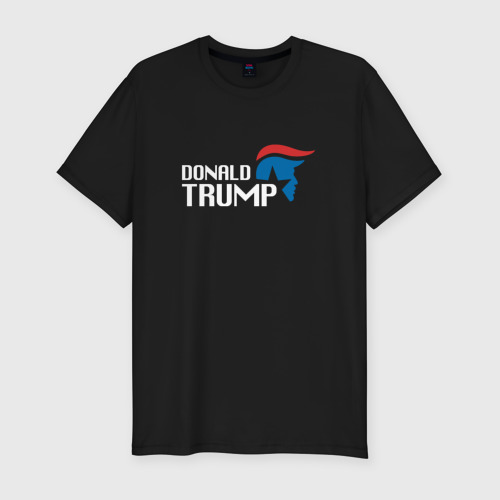 Мужская футболка хлопок Slim Donald Trump logo, цвет черный