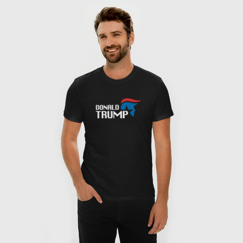 Мужская футболка хлопок Slim Donald Trump logo, цвет черный - фото 3