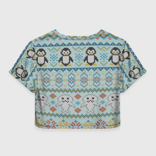 Женская футболка Crop-top 3D Детский вязаный узор, цвет 3D печать - фото 2