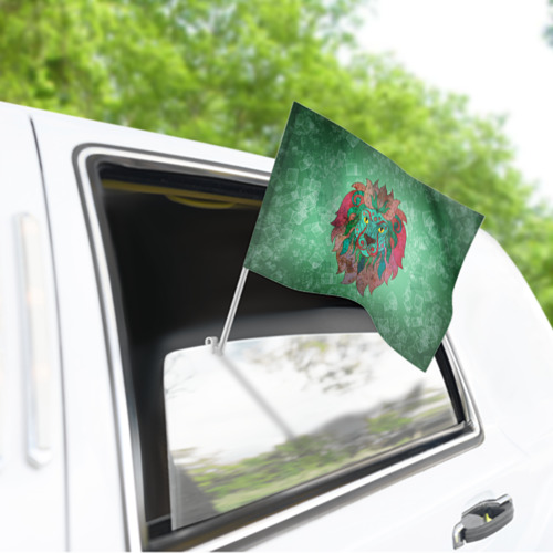 Флаг для автомобиля Лев на зеленом фоне - фото 3