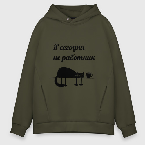 Мужское худи Oversize хлопок Понедельник день тяжёлый, цвет хаки