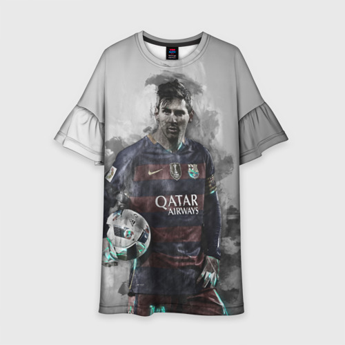 Детское платье 3D с принтом Lionel Messi, вид спереди #2
