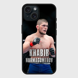 Чехол силиконовый для Apple iPhone 15 матовый Хабиб Нурмагомедов