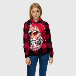 Женская толстовка 3D Санта хипстер в красной шапке - фото 2