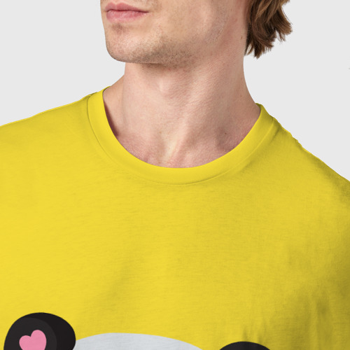 Мужская футболка хлопок Милая пандочка, цвет желтый - фото 6