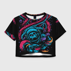 Женская футболка Crop-top 3D Космический осьминог