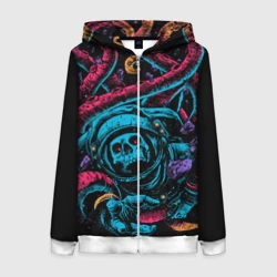 Женская толстовка 3D на молнии Космический осьминог