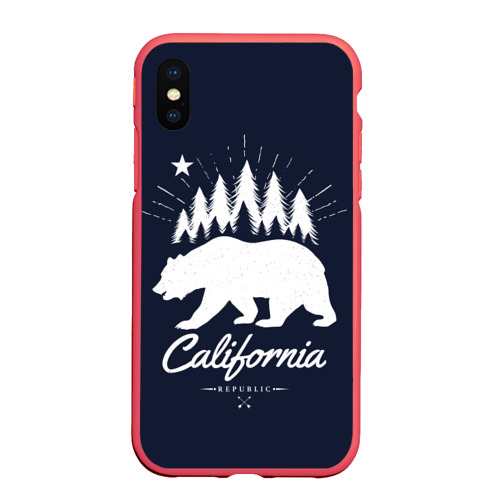 Чехол для iPhone XS Max матовый California Republic, цвет красный