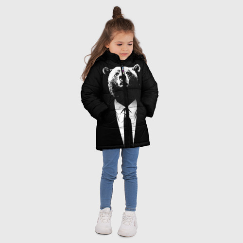 Зимняя куртка для девочек 3D Медведь руководитель, цвет светло-серый - фото 5