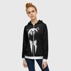 Женская толстовка 3D на молнии Медведь руководитель - фото 2