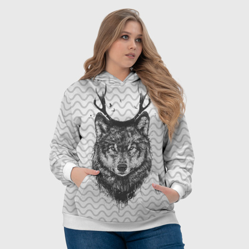 Женская толстовка 3D Рогатый волк - фото 6