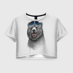 Женская футболка Crop-top 3D Счастливый медведь