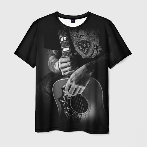 Мужская футболка с принтом Гитарист, вид спереди №1