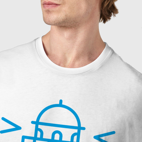 Мужская футболка хлопок Акула сетевого, цвет белый - фото 6