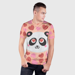 Мужская футболка 3D Slim Влюбленная панда - фото 2