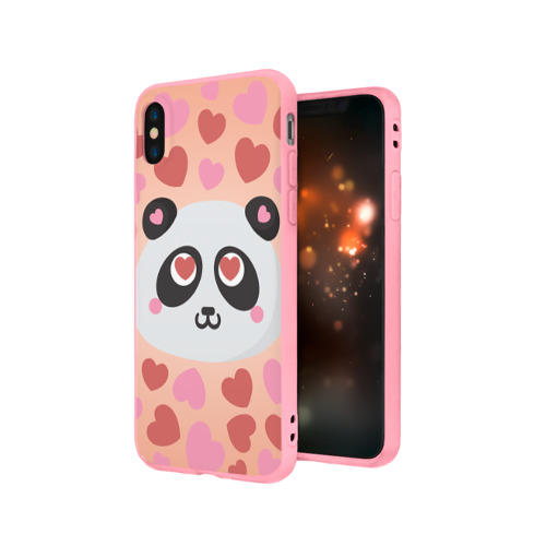 Чехол для iPhone X матовый Влюбленная панда - фото 3