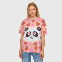 Женская футболка oversize 3D Влюбленная панда - фото 2