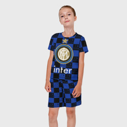 Костюм с принтом Милан - Интер ФК для ребенка, вид на модели спереди №3. Цвет основы: белый