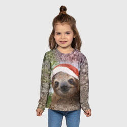 Детский лонгслив 3D Рождественский ленивец - фото 2