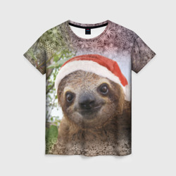 Женская футболка 3D Рождественский ленивец