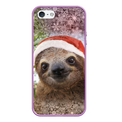 Чехол для iPhone 5/5S матовый Рождественский ленивец