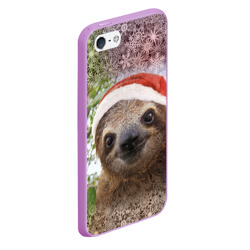 Чехол для iPhone 5/5S матовый Рождественский ленивец - фото 2