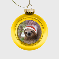 Стеклянный ёлочный шар Рождественский ленивец