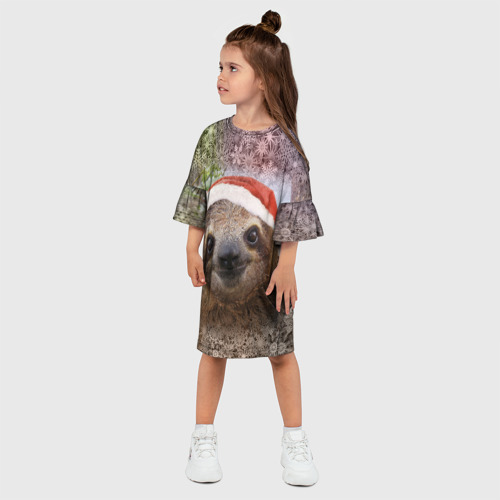 Детское платье 3D Рождественский ленивец, цвет 3D печать - фото 3