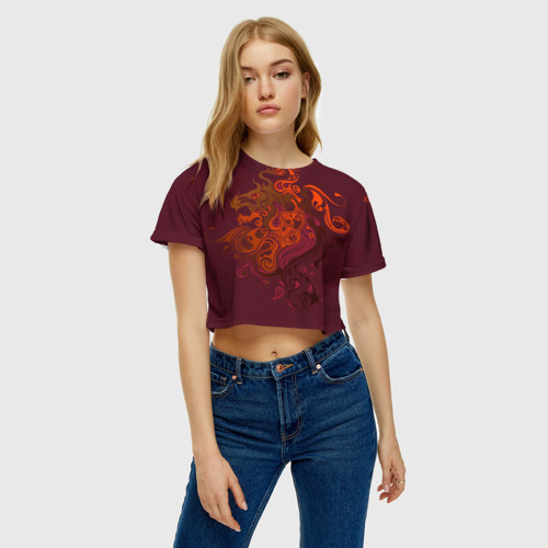 Женская футболка Crop-top 3D Abstract-Lion, цвет 3D печать - фото 3