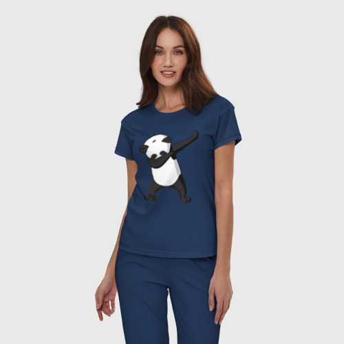Женская пижама хлопок Panda dab, цвет темно-синий - фото 3