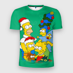 Мужская футболка 3D Slim Симпсоны новогодние 3