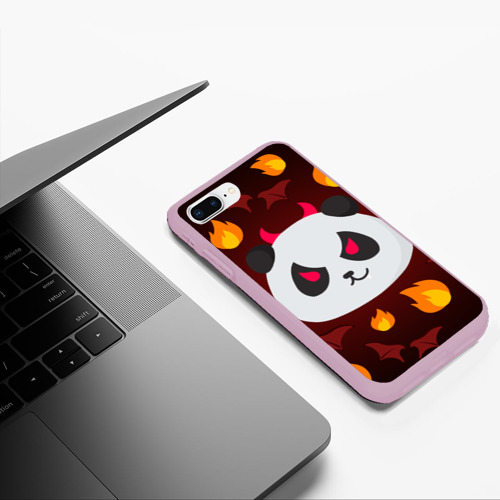 Чехол для iPhone 7Plus/8 Plus матовый Панда дьяволенок, цвет розовый - фото 5