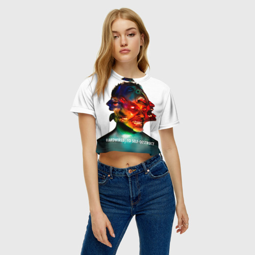 Женская футболка Crop-top 3D Metallica 4, цвет 3D печать - фото 4