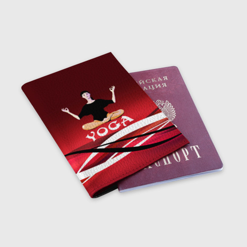 Обложка для паспорта матовая кожа Yoga, цвет черный - фото 3