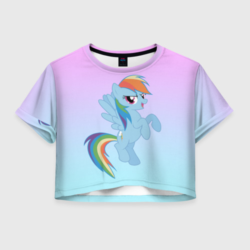 Женская футболка Crop-top 3D Rainbowdash, цвет 3D печать