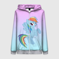 Женская толстовка 3D на молнии Rainbowdash