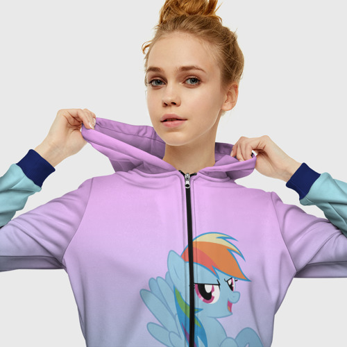 Женская толстовка 3D на молнии Rainbowdash, цвет синий - фото 5