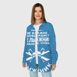 Женская рубашка oversize 3D Лыжник или сноубордист - фото 2